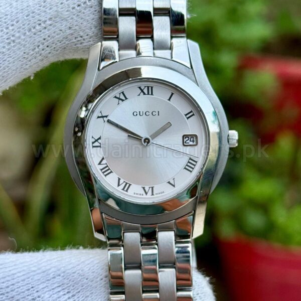 GUCCI 5500M Silver Roman Dial Steel 36mm Quartz Swiss Mens