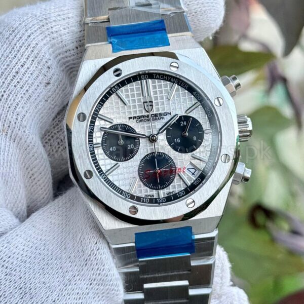 Pagani Design Chronograph PD1707 White Panda Dial Steel 40mm Quartz Mens