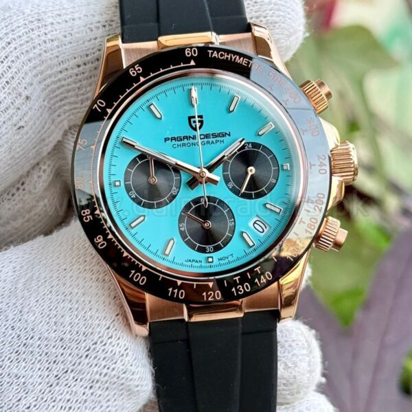 Pagani Design Chronograph PD1664 Tiffany Blue Dial Rose Gold 39mm Quartz Mens