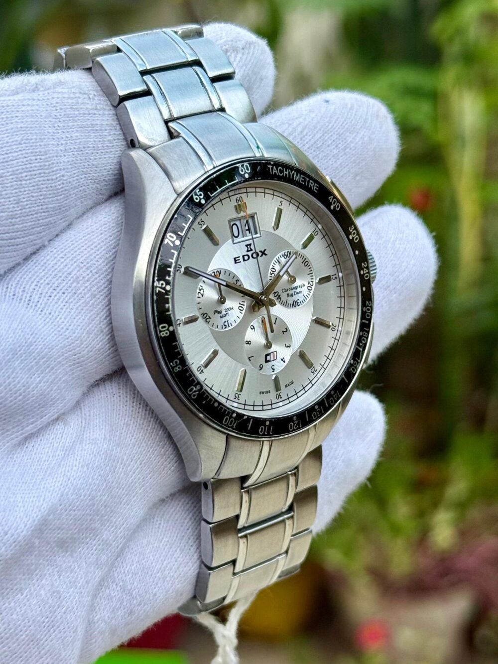 EDOX Classic One Chronograph 10007 Silver Dial Big Date 44mm Quartz Swiss Mens – photo 2