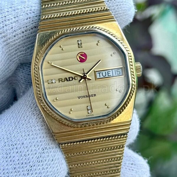 RADO Voyager 636.3457.2 Champagne Dial Day-Date Gold Plated 36mm Automatic Swiss Mens
