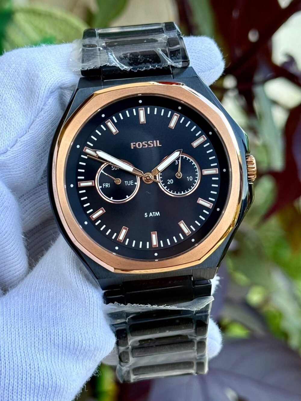 FOSSIL Multifunction BQ2645SET Black Dial Rose Gold Bezel 44mm Quartz Mens