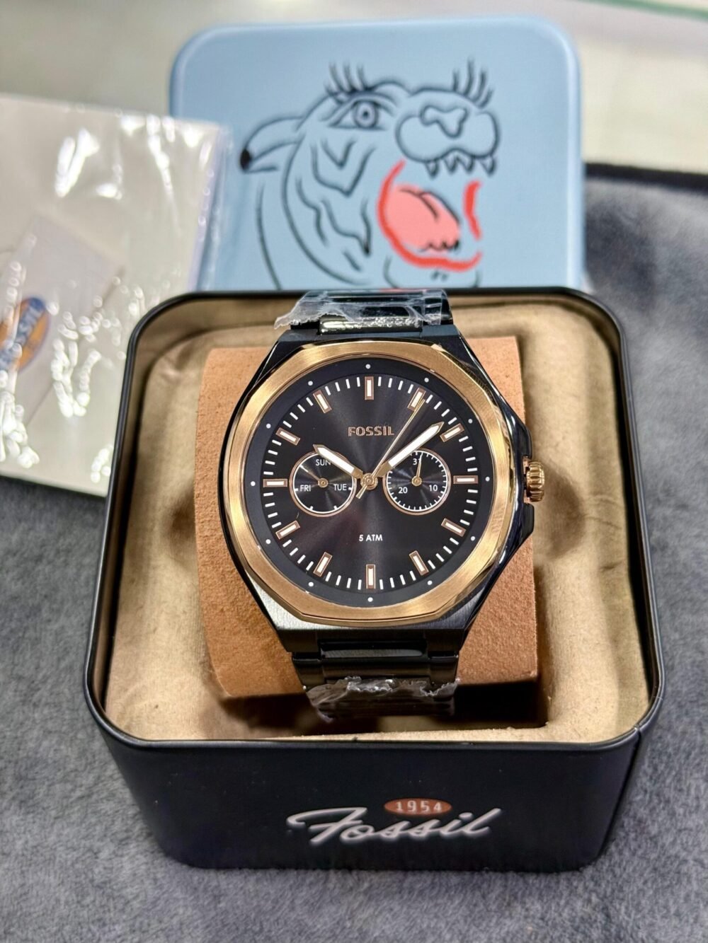FOSSIL Multifunction BQ2645SET Black Dial Rose Gold Bezel 44mm Quartz Mens – photo 4