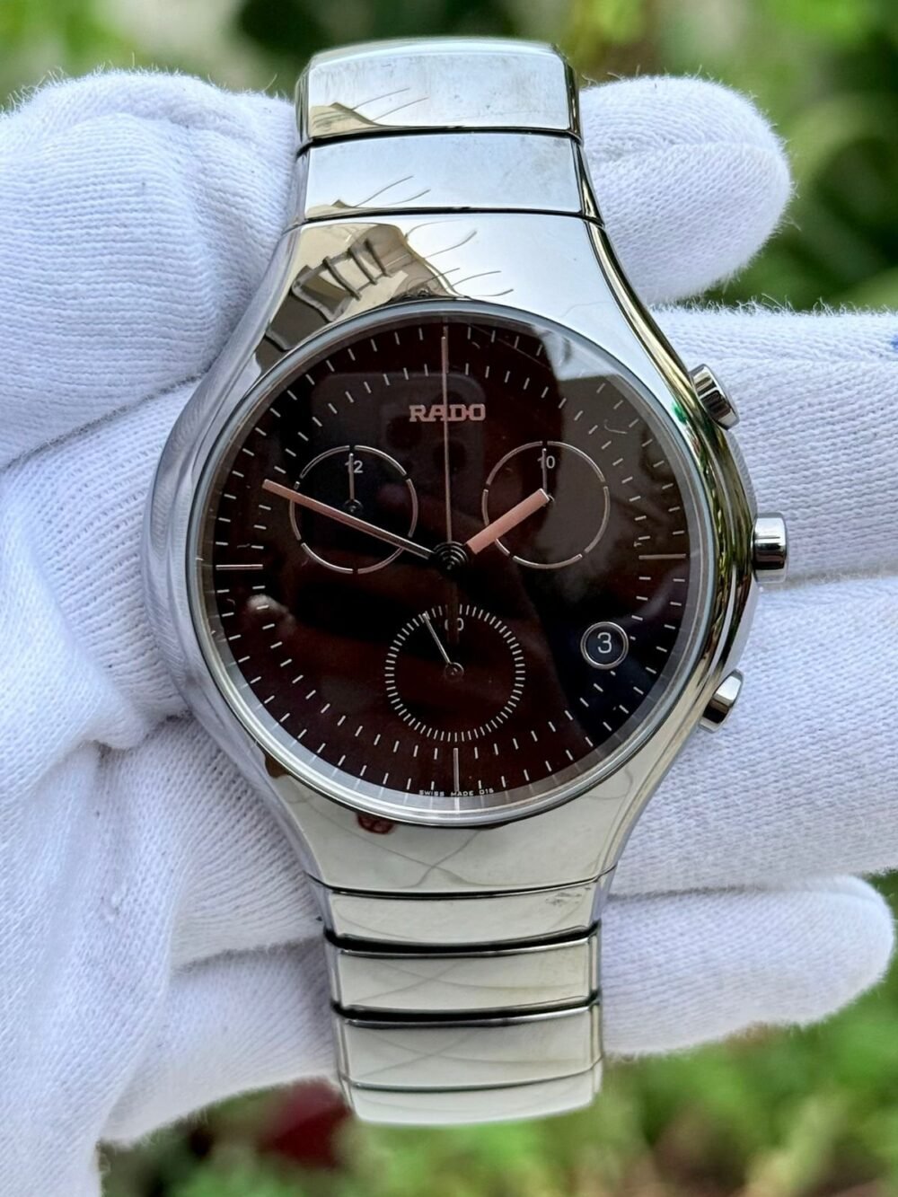 RADO True Chronograph R27896152 Black Dial Platinum-Tone Ceramic 40mm Quartz Swiss Mens