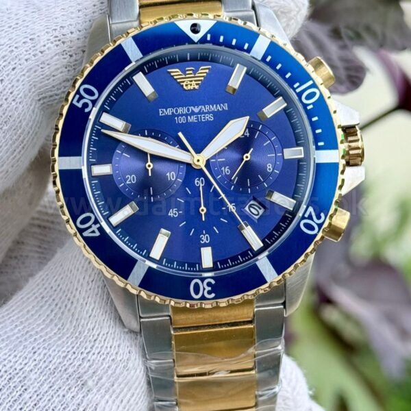 Emporio Armani Diver Chronograph AR11362 Blue Dial Two-Tone Quartz Mens