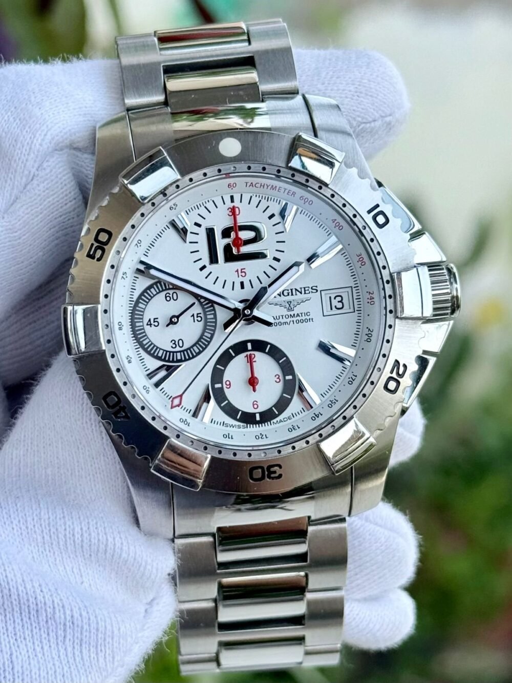 LONGINES HydroConquest Chronograph L3.651.4.16.6 White Dial 41mm Automatic Swiss Mens