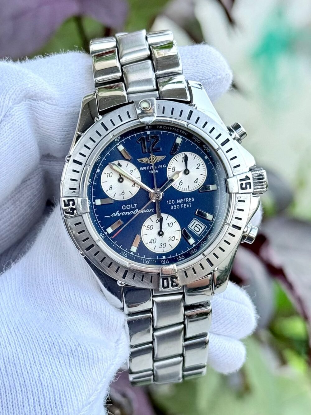 BREITLING Colt Chronograph Ocean A53050 Blue Dial 38mm Quartz Swiss Mens