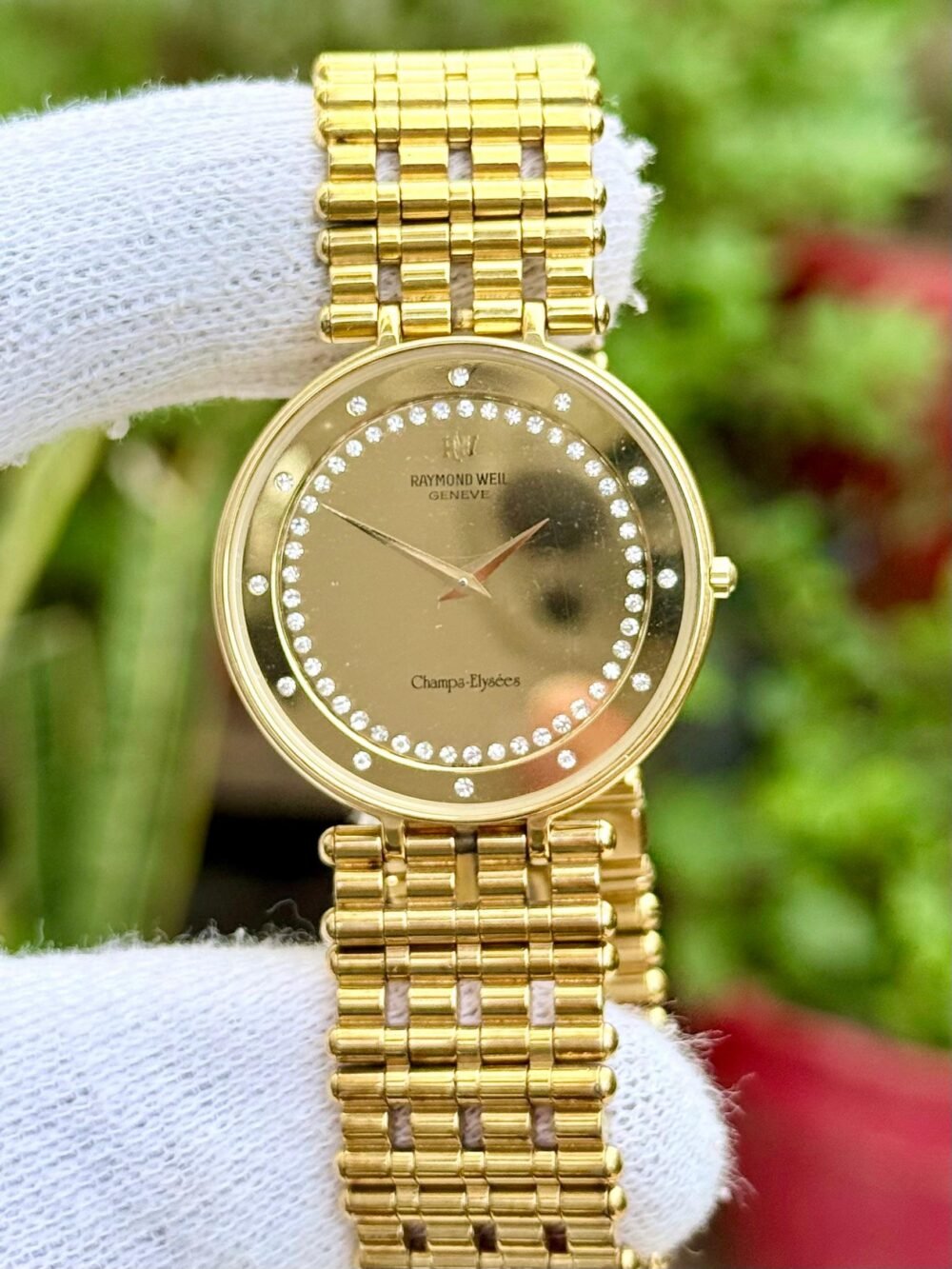 Raymond Weil Champs Elysees 108-2 Champagne Crystal Dial Gold Plated Quartz Swiss Mens