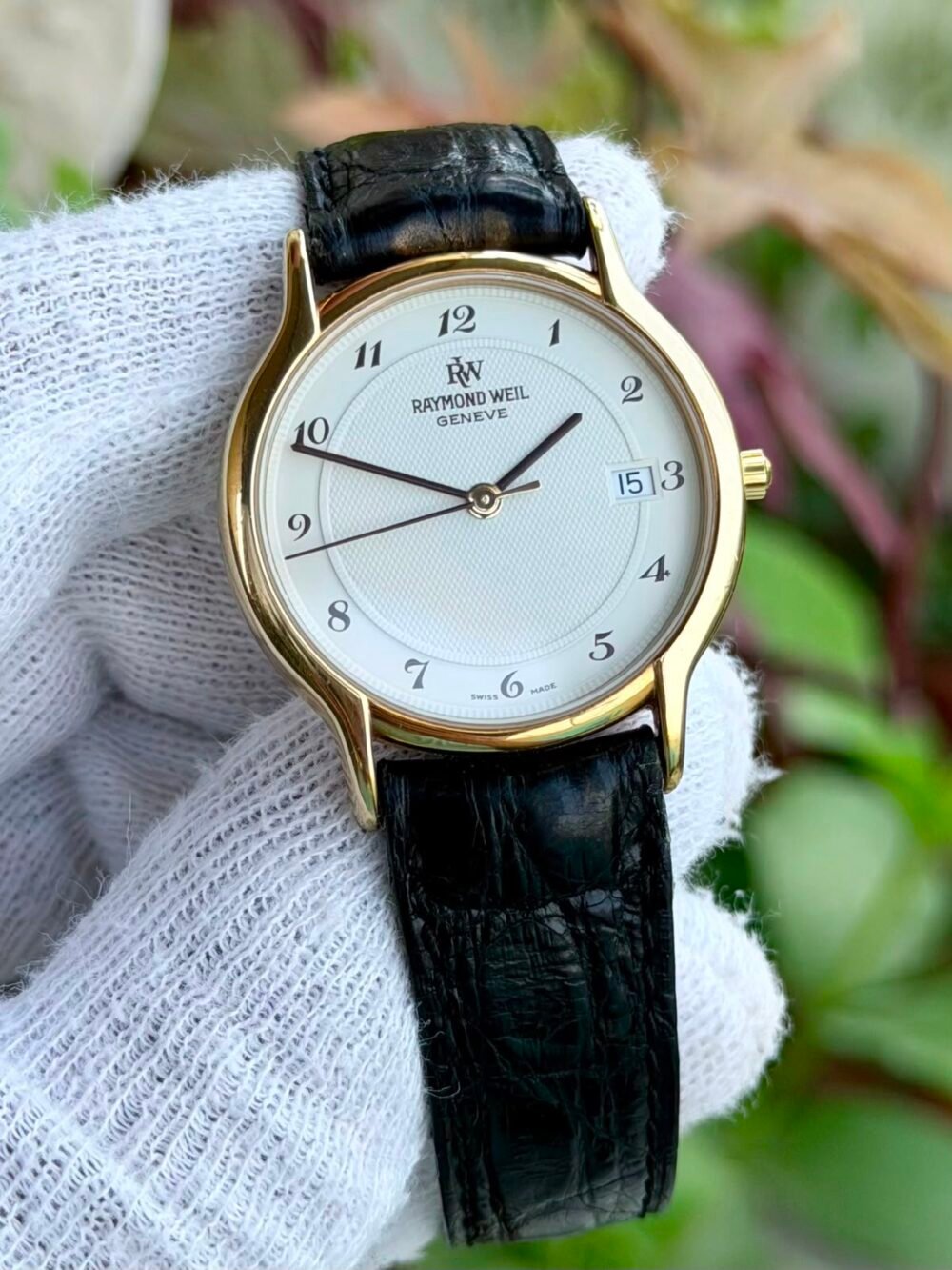 Raymond Weil 9159 White Dial 18k Gold Plated 36mm Vintage Quartz Swiss Mens