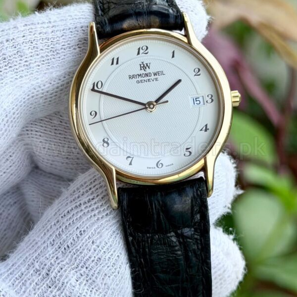 Raymond Weil 9159 White Dial 18k Gold Plated 36mm Vintage Quartz Swiss Mens