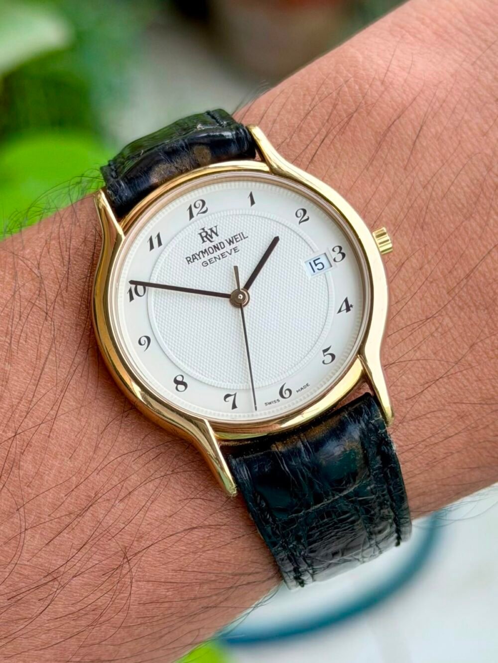 Raymond Weil 9159 White Dial 18k Gold Plated 36mm Vintage Quartz Swiss Mens – photo 2