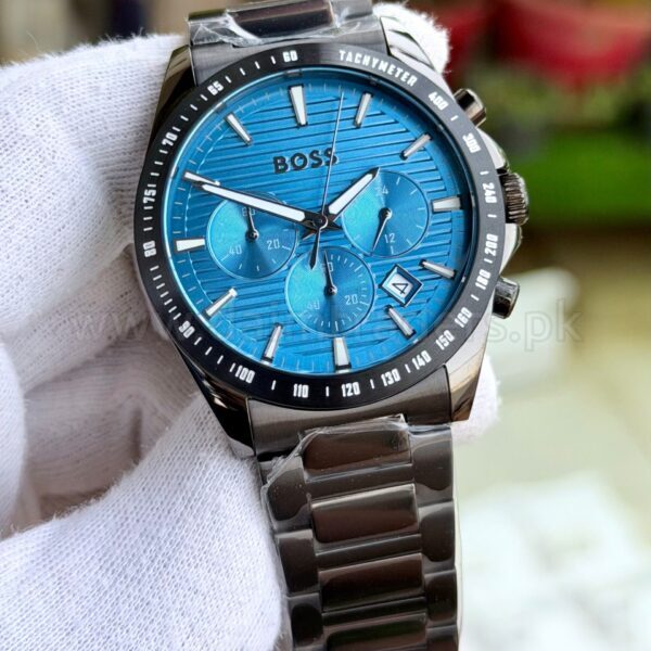 Hugo Boss Strike Chronograph 1514242 Turquoise Dial Grey IP 41mm Quartz Mens