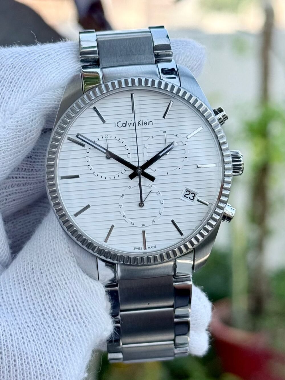 Calvin Klein K5R371 Silver Dial Chronograph 41mm Quartz Swiss Mens