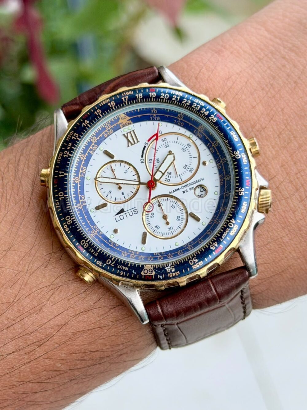 LOTUS Pilot Chronograph Alarm 9530 White Dial Two-Tone 40mm Quartz Mens – photo 2