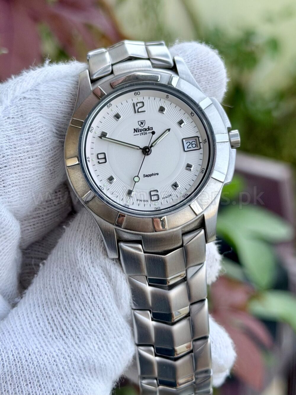 NIVADA Sapphire 1.457.40 White Dial Steel 38mm Quartz Swiss Mens
