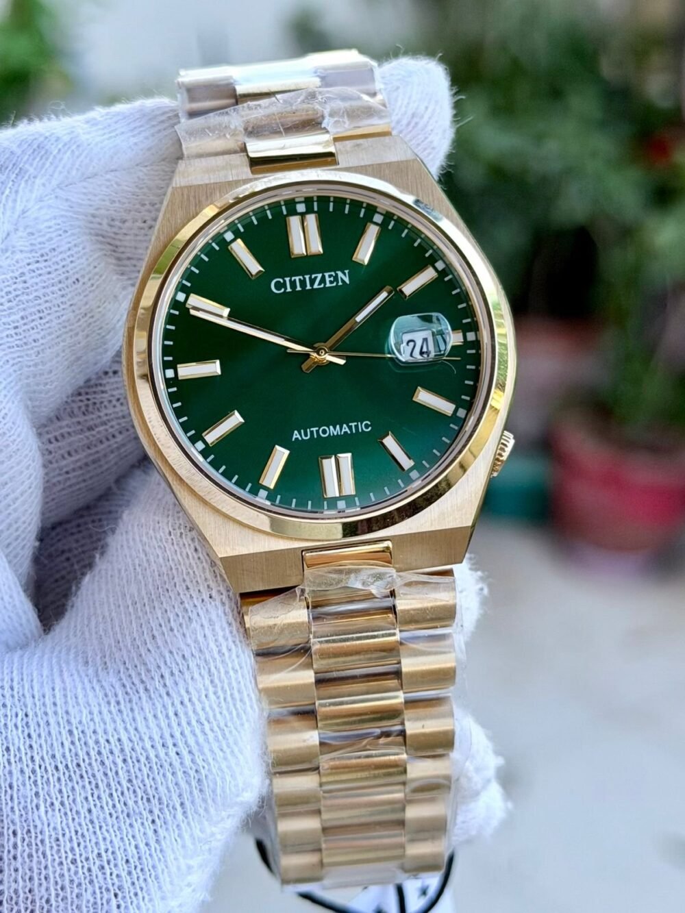 CITIZEN Tsuyosa NJ0151-51X Green Dial Yellow Gold-Tone 40mm Automatic Japan Mens