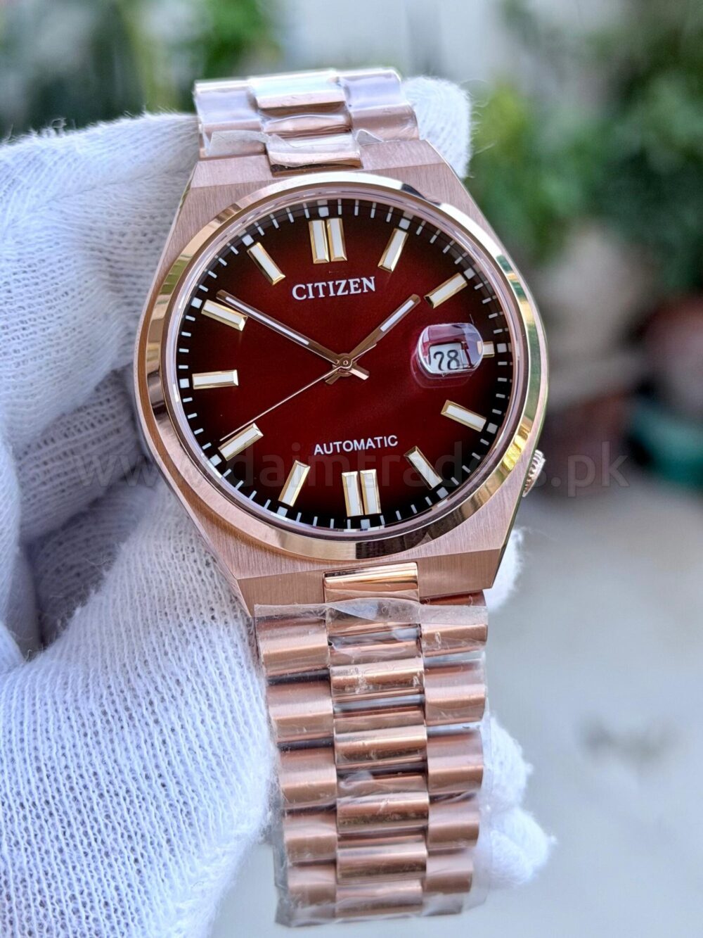 CITIZEN Tsuyosa NJ0153-82X Merlot Red Dial Pink Gold-Tone 40mm Automatic Japan Mens