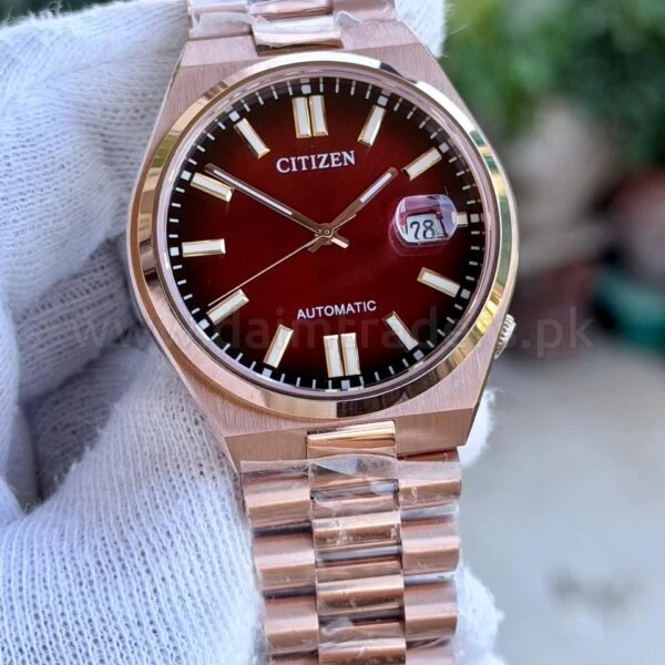 CITIZEN Tsuyosa NJ0153-82X Merlot Red Dial Pink Gold-Tone Automatic Japan Mens