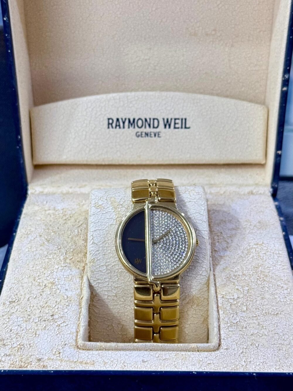 Raymond Weil Fidelio 3725 Black & Crystal Pave Dial Gold Plated 36mm Quartz Swiss Mens – photo 4