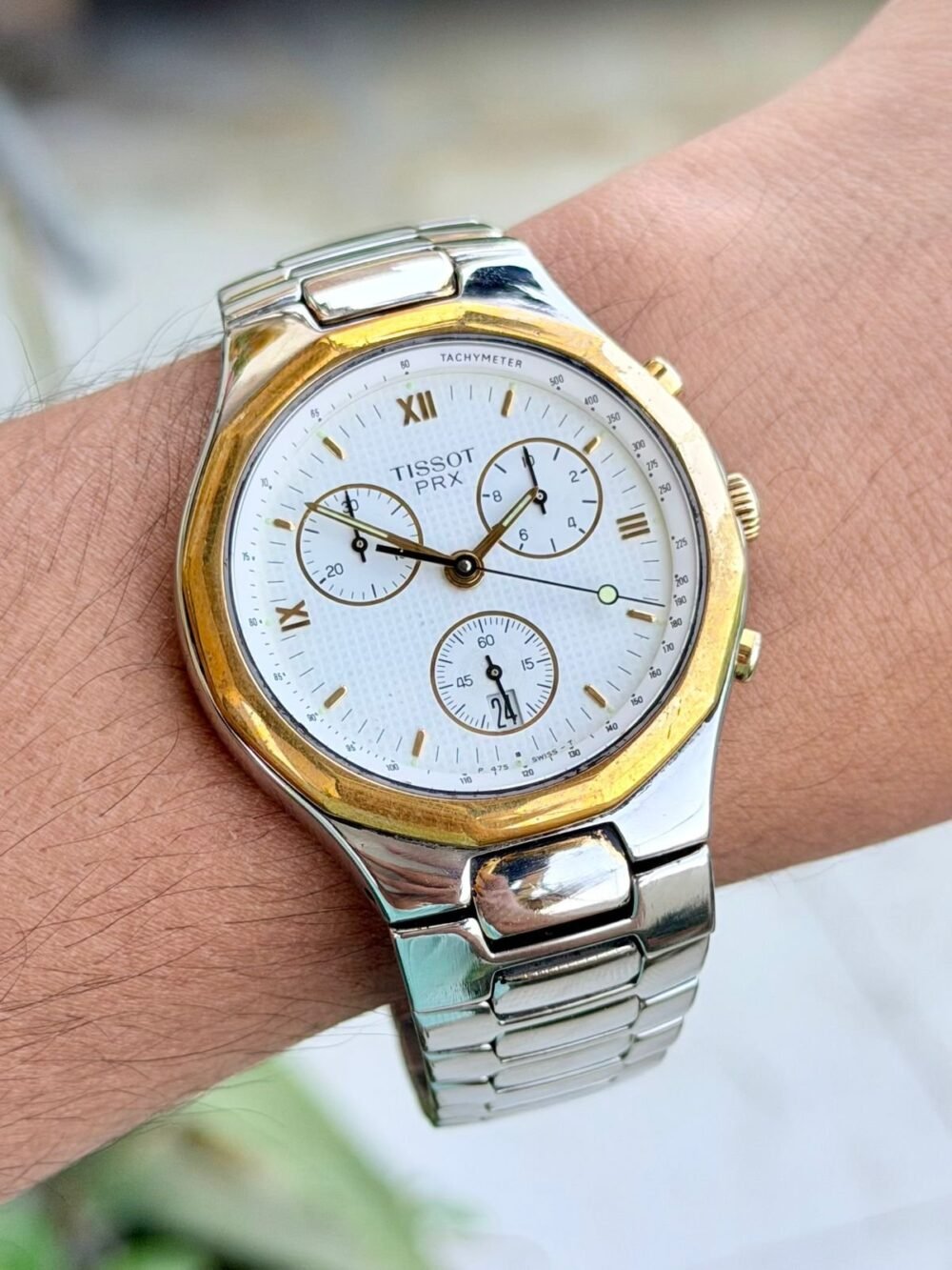TISSOT PRX Chronograph P475 White Dial Two-Tone 40mm Vintage Quartz Swiss Mens – photo 2