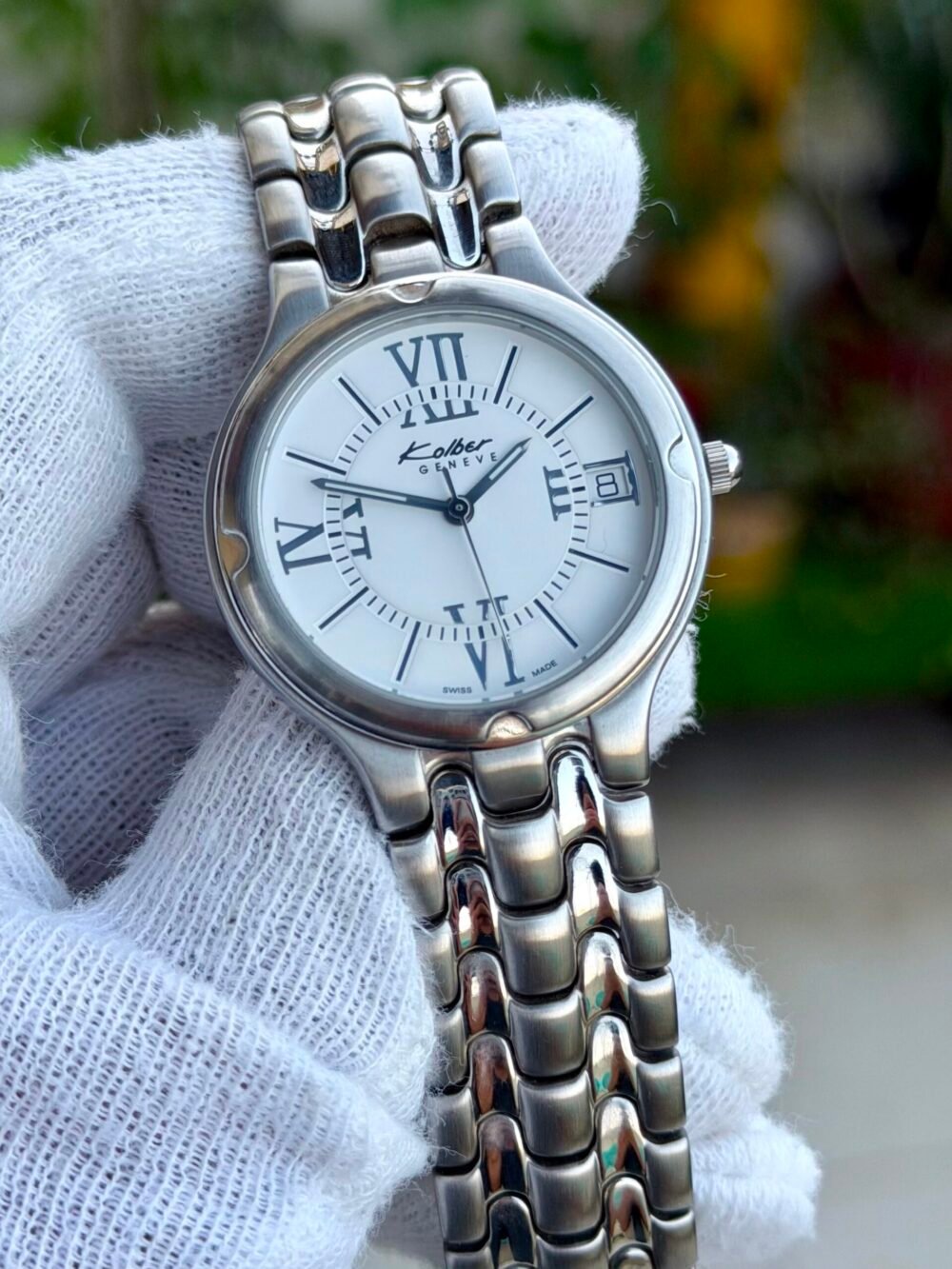 KOLBER K8344 White Roman Dial Steel 36mm Quartz Swiss Mens