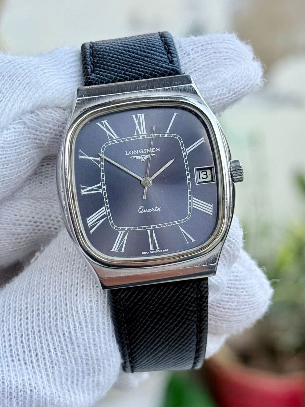 LONGINES Presence 4174729 Blue Roman Dial 36mm Vintage Quartz Swiss Mens