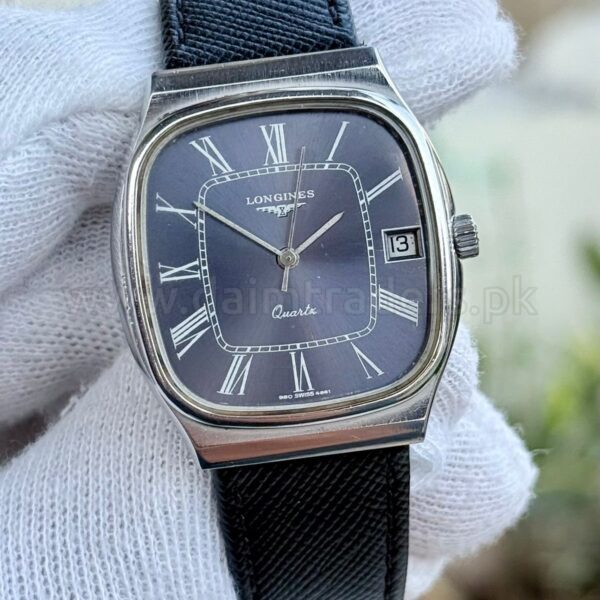 LONGINES Presence 4174729 Blue Roman Dial 36mm Vintage Quartz Swiss Mens