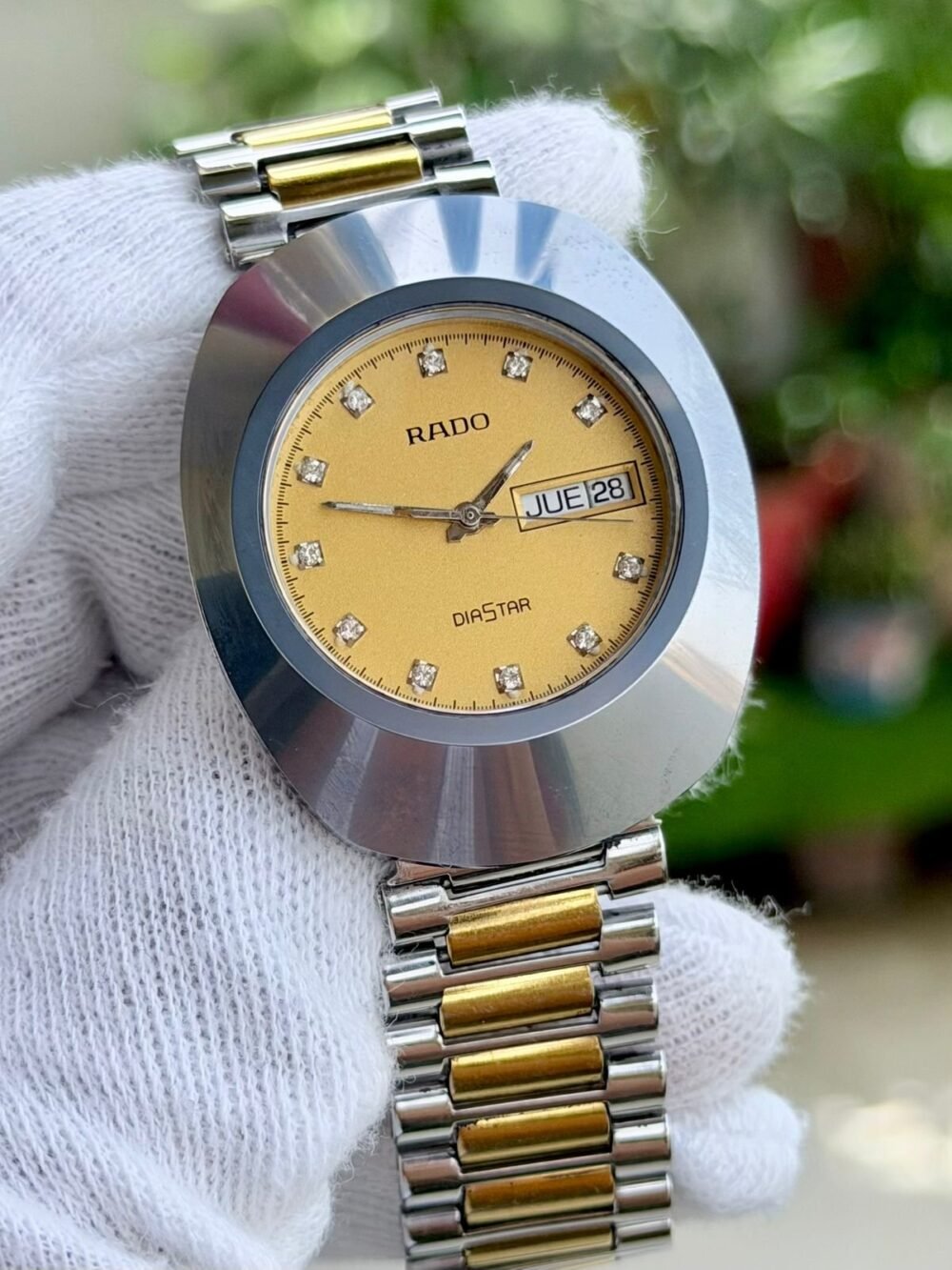 RADO DiaStar 114.0391 R12391633 Gold Diamond Dial Day-Date Two-Tone Quartz Swiss Mens