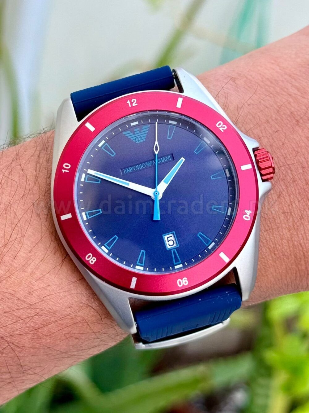 Emporio Armani AR11217 Blue Dial Red Bezel Blue Strap 40mm Quartz Mens – photo 2