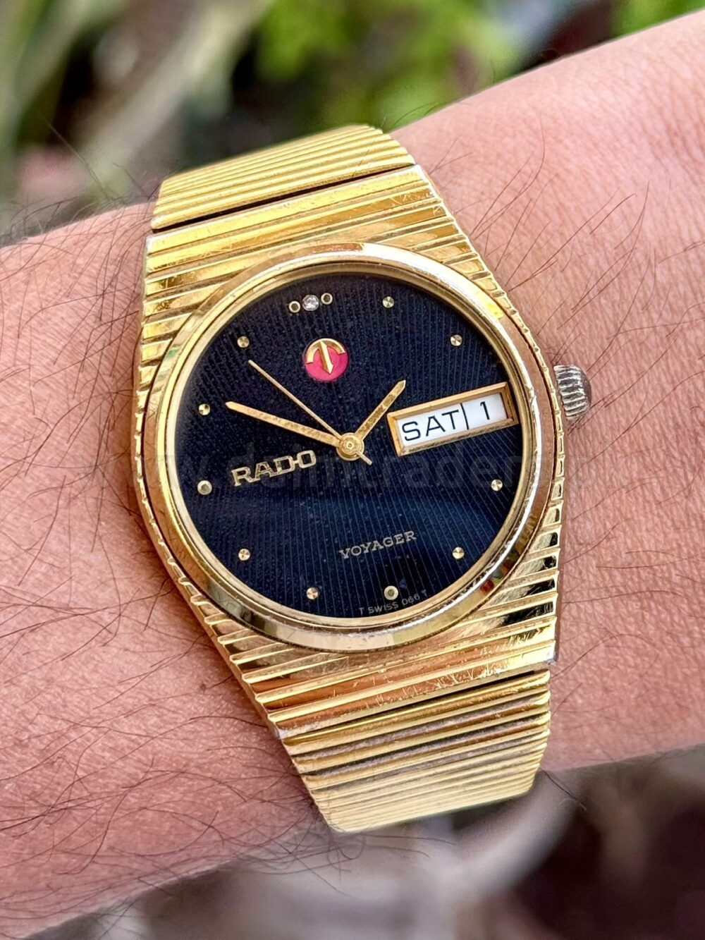 RADO Voyager 636.3457 Black Dial Day-Date Gold Plated 36mm Automatic Swiss Mens – photo 2