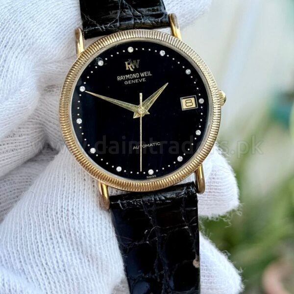 Raymond Weil 2809 Black Dial 18k Gold Plated 36mm Vintage Automatic Swiss Mens