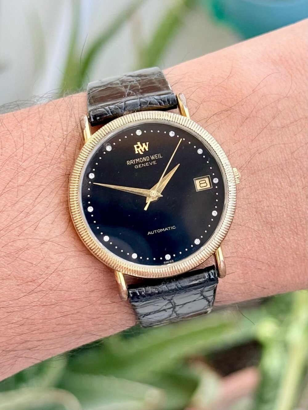 Raymond Weil 2809 Black Dial 18k Gold Plated 36mm Vintage Automatic Swiss Mens – photo 2