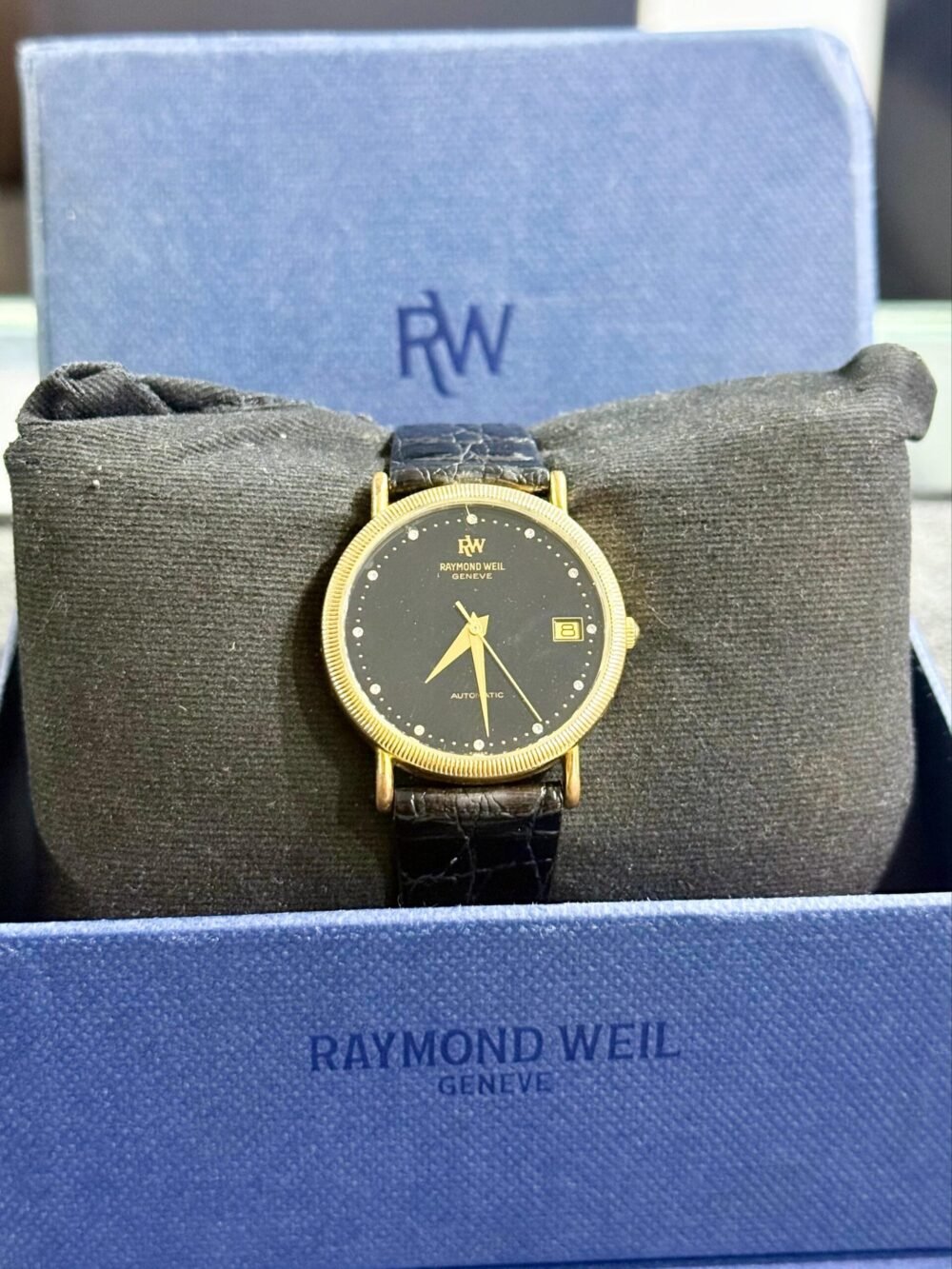 Raymond Weil 2809 Black Dial 18k Gold Plated 36mm Vintage Automatic Swiss Mens – photo 4