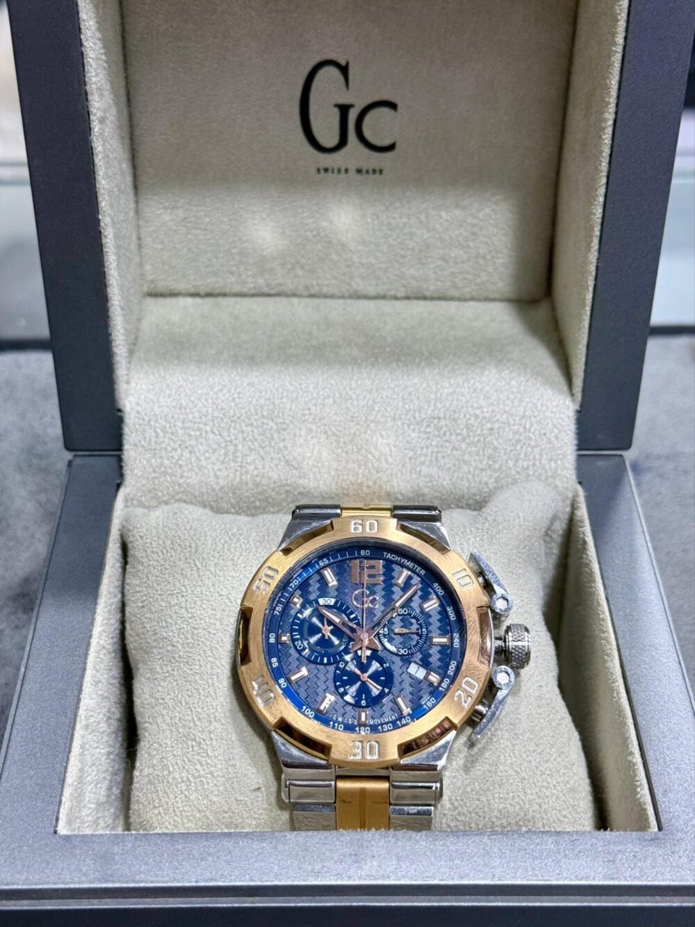 GC Structura Y52007G7 Blue Dial Two-Tone Rose Gold Chronograph 44mm Quartz Swiss Mens – photo 4
