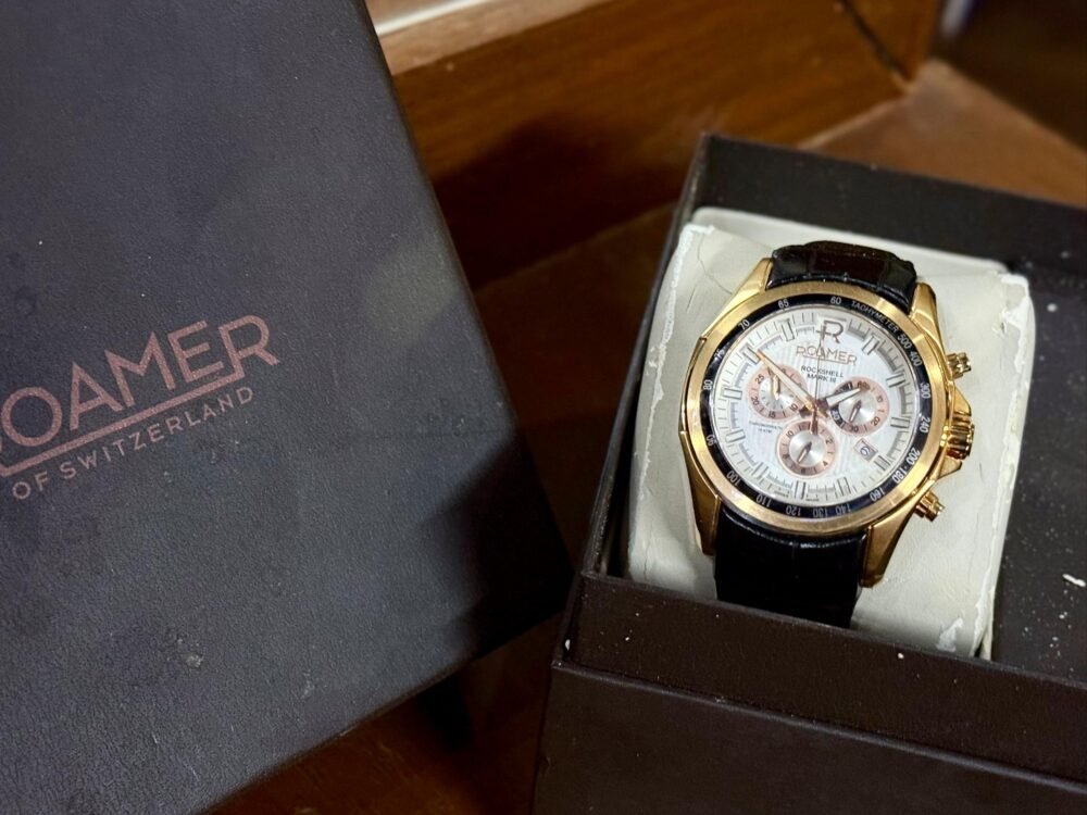ROAMER RockShell Mark III Chronograph 220837 Silver Dial Rose Gold PVD 44mm Quartz Swiss Mens – photo 4
