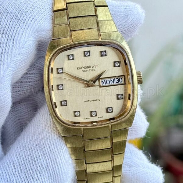 Raymond Weil 2723 Silver Diamond Dial Day-Date Gold Plated 38mm Automatic Swiss Mens