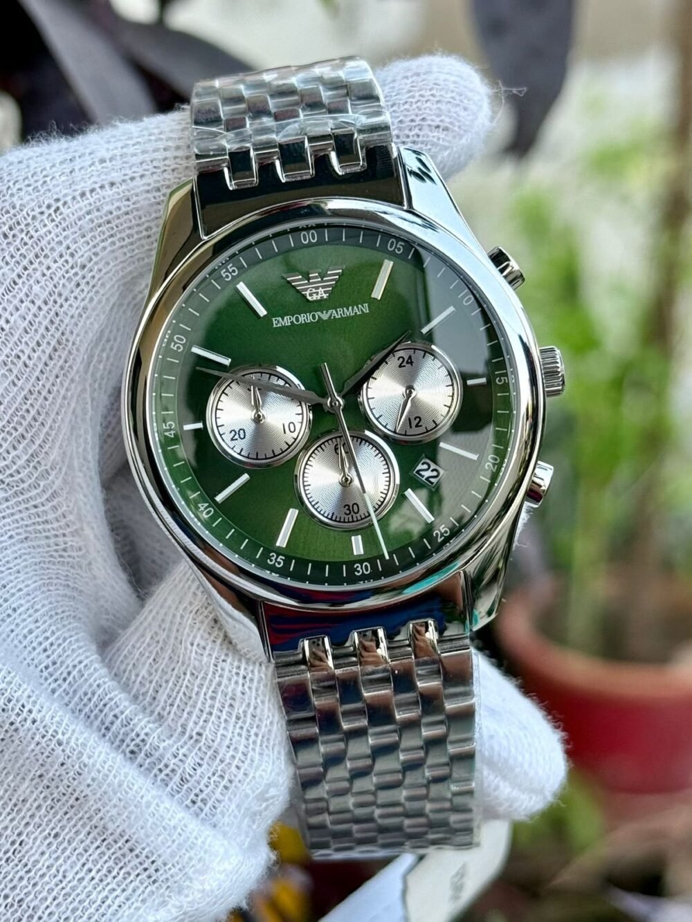 Emporio Armani Antonio Chronograph AR11581 Green Dial Steel 41mm Quartz Mens