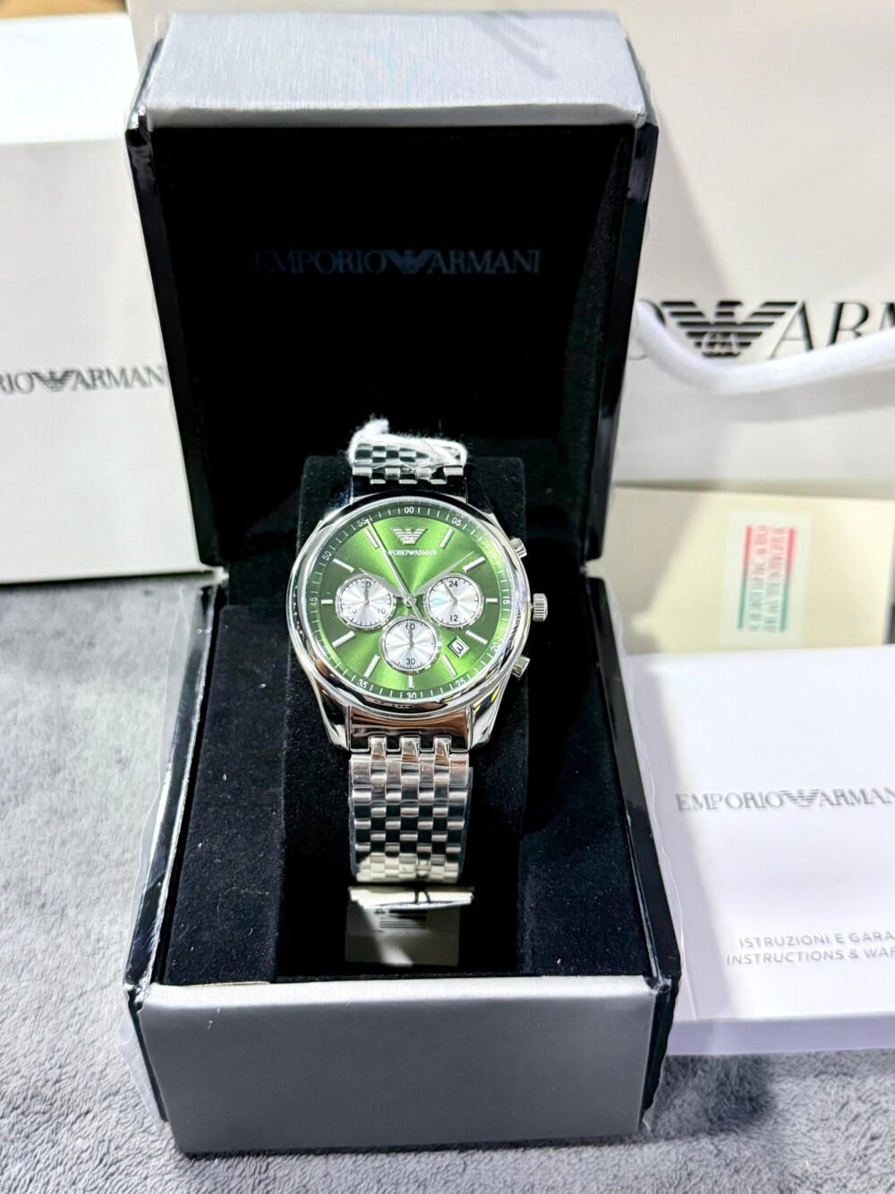 Emporio Armani Antonio Chronograph AR11581 Green Dial Steel 41mm Quartz Mens – photo 4