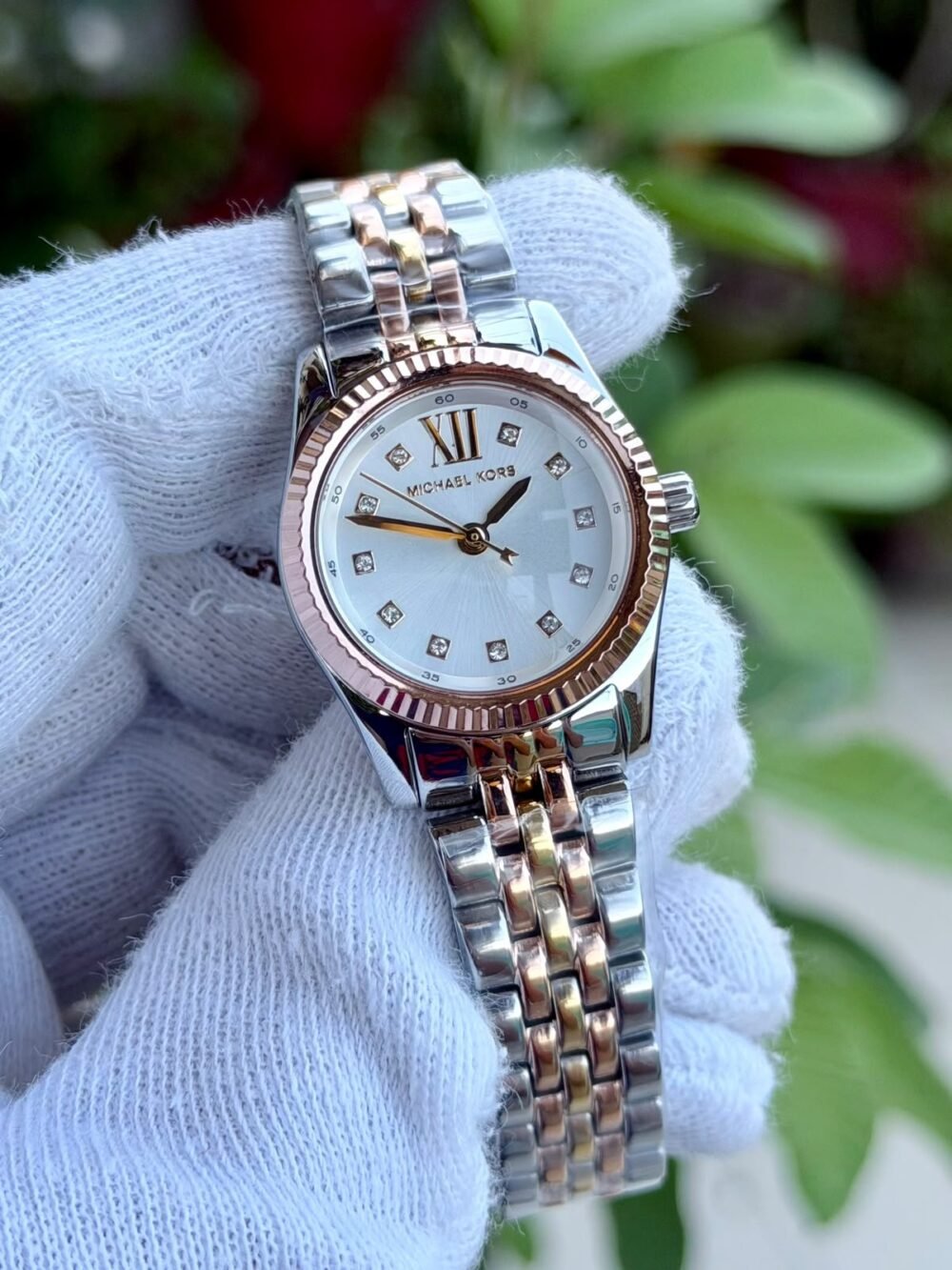 Michael Kors Lexington MK4987 White Dial Tri-Tone 26mm Quartz Ladies