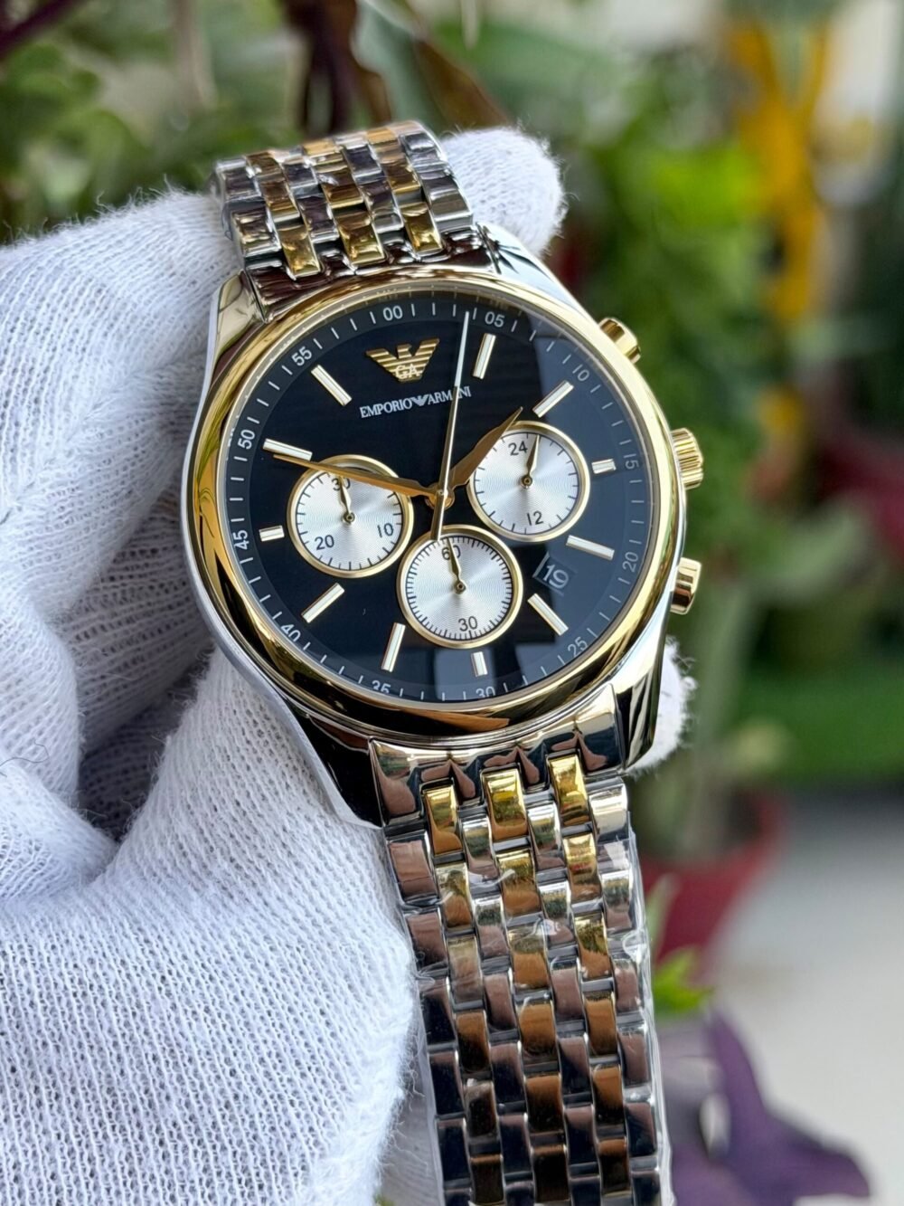 Emporio Armani Antonio Chronograph AR11713 Black Dial Two-Tone Quartz Mens