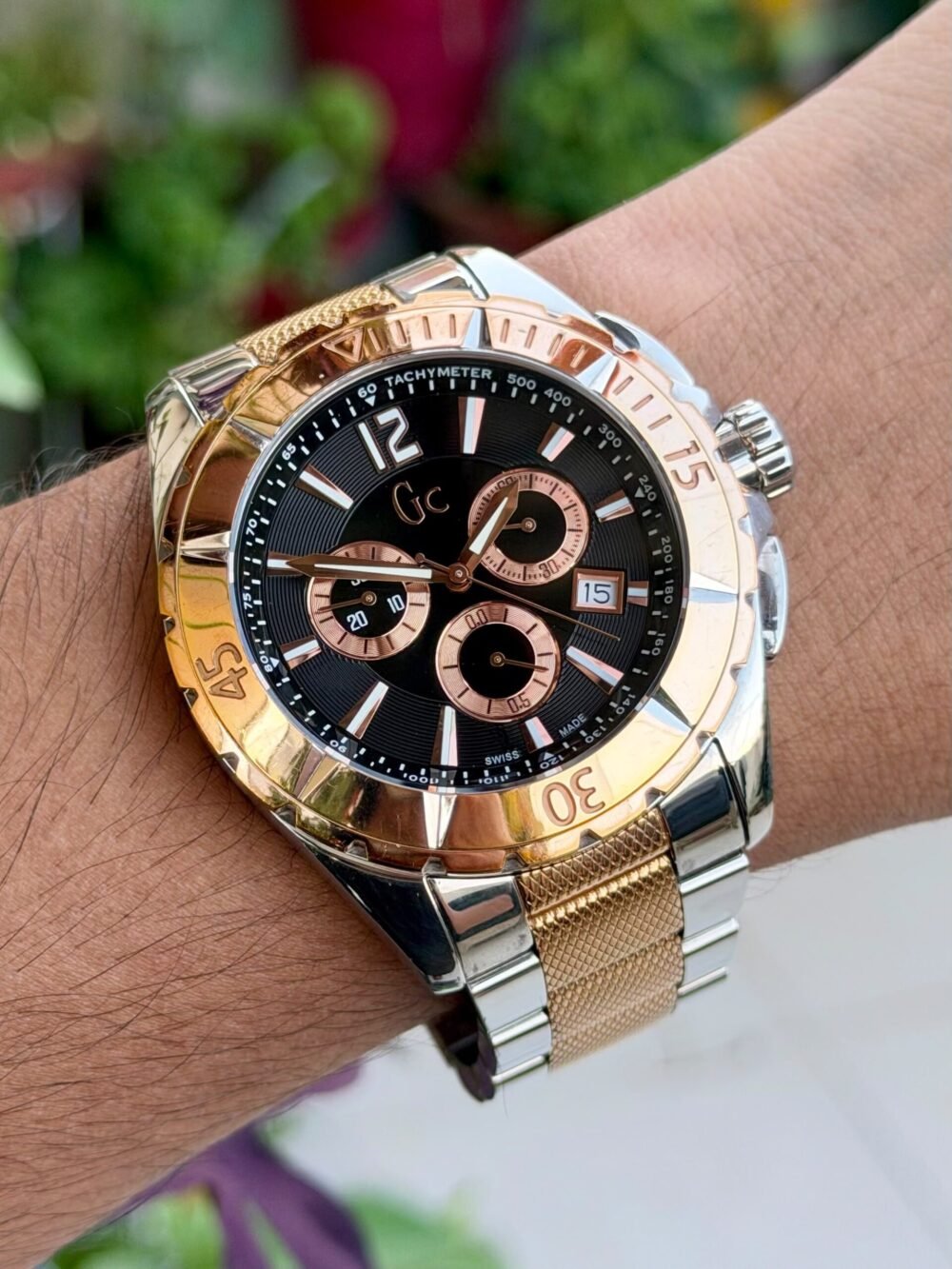 GC Sports XL X53003G2S Black Dial Chronograph Two-Tone Rose Gold 45mm Quartz Swiss Mens – photo 2