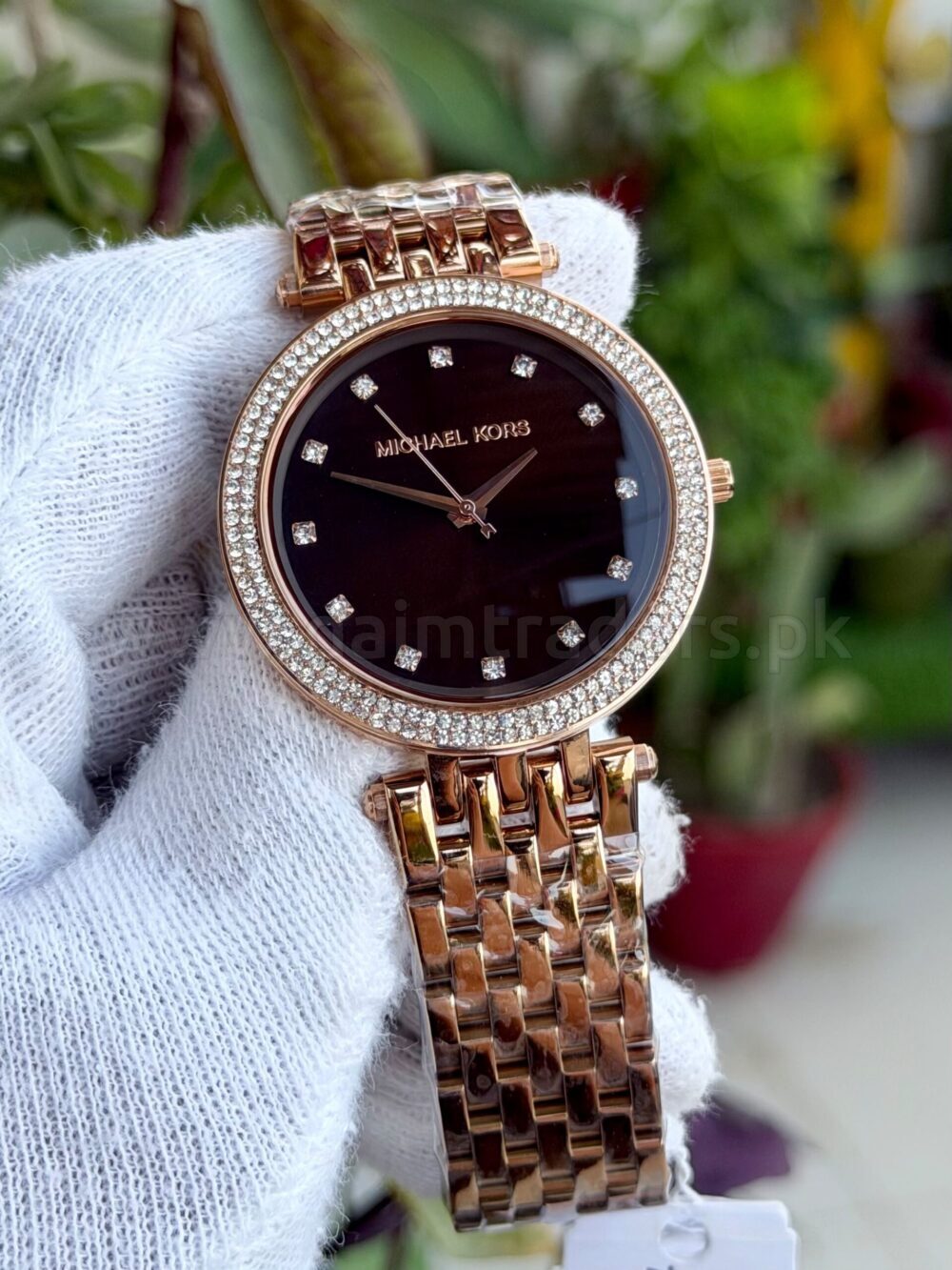 Michael Kors Darci MK3217 Chocolate Dial Crystal Bezel Rose Gold 38mm Quartz Ladies