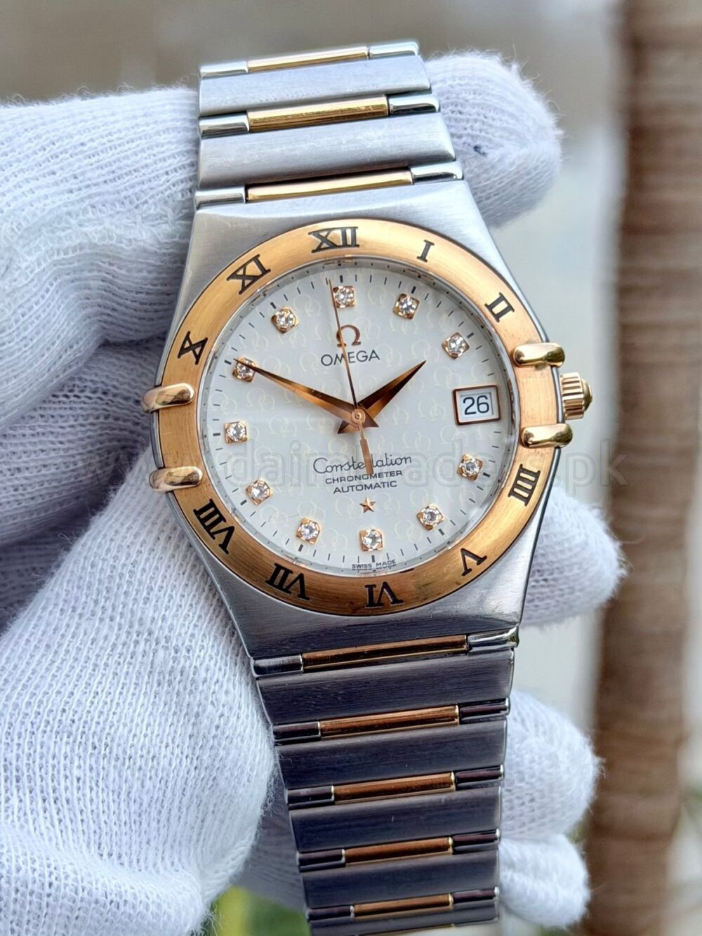 OMEGA Constellation 50th Anniversary 1304.35.00 White Diamond Dial Rose Gold/Steel Automatic Swiss Mens