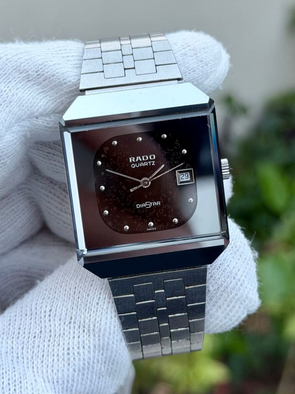 RADO DiaStar 711.0067.3 Brown Stardust Dial Steel 34x36mm Vintage Quartz Swiss Mens