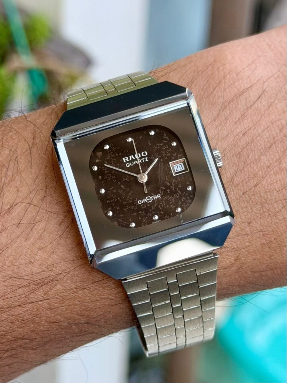 RADO DiaStar 711.0067.3 Brown Stardust Dial Steel 34x36mm Vintage Quartz Swiss Mens – photo 2