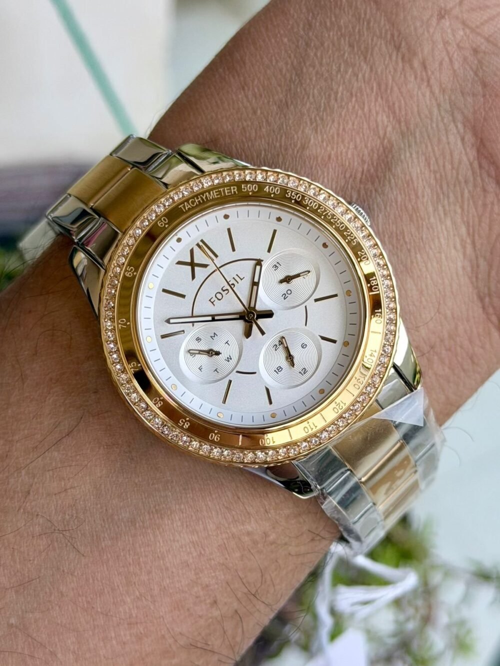 FOSSIL Riley ES5107 White Dial Crystal Bezel Two-Tone 38mm Quartz Ladies – photo 2