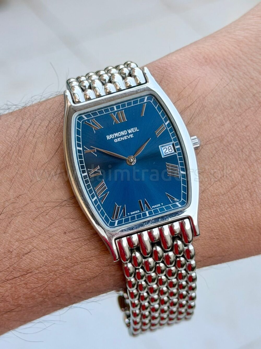 Raymond Weil Saxo 5573 Blue Roman Dial Tonneau Quartz Swiss Mens – photo 2