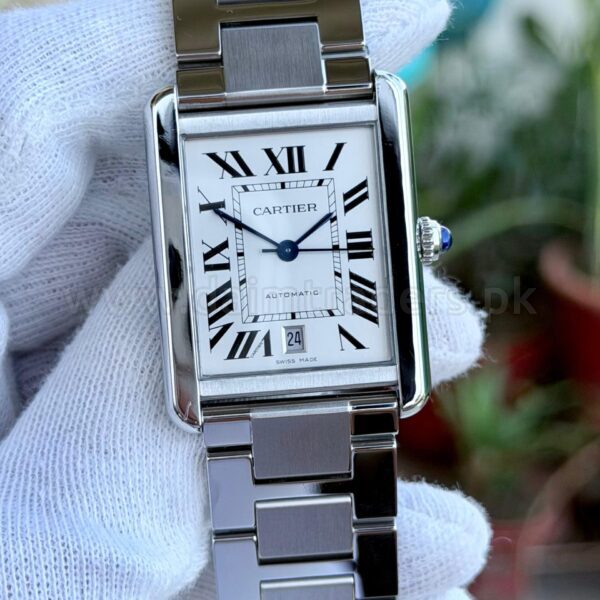 CARTIER Tank Solo XL 3800 W5200028 Silver Dial Steel Bracelet Automatic Swiss Mens
