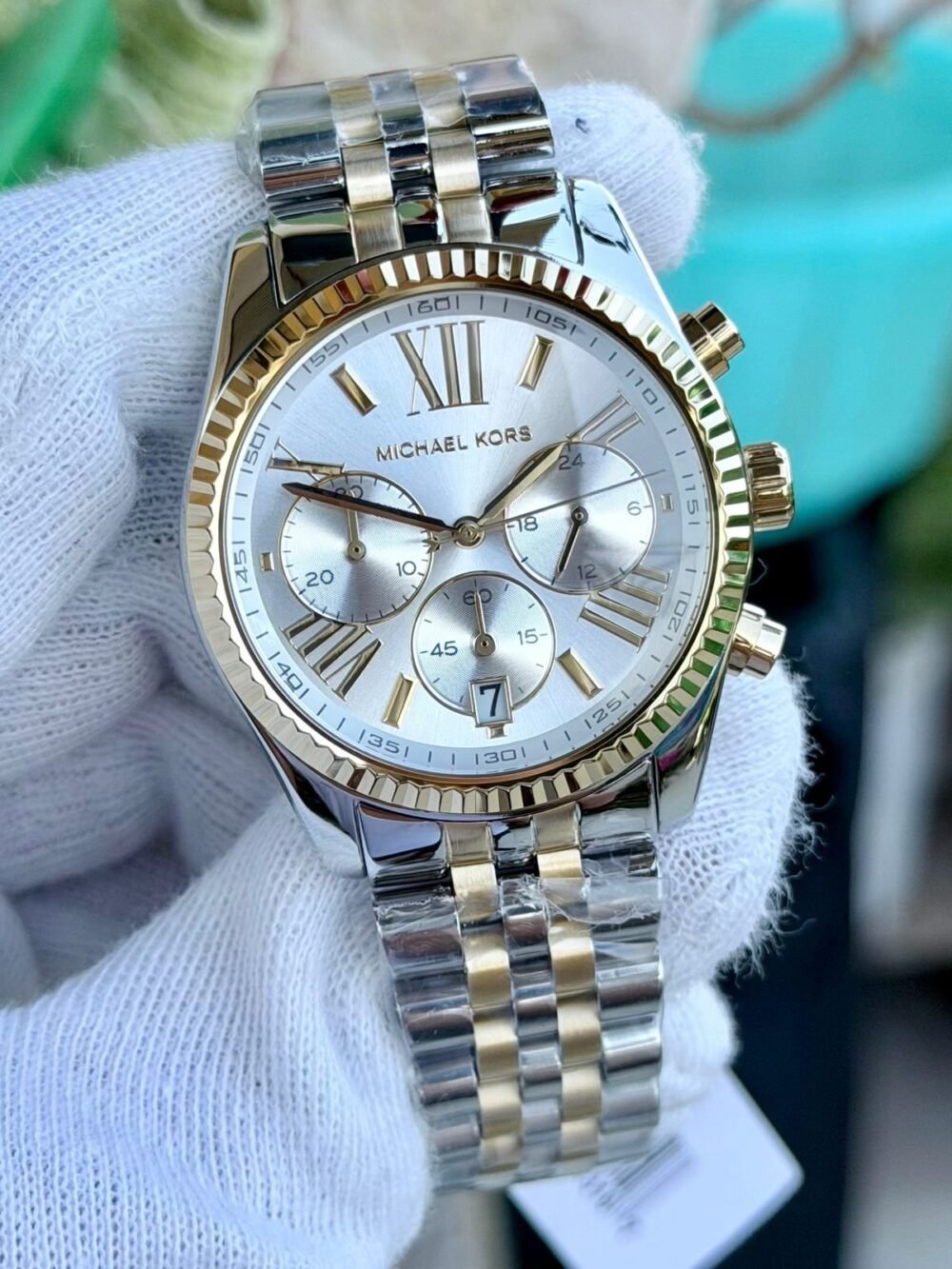 Michael Kors Lexington Chronograph MK5955 Silver Dial Two-Tone 38mm Quartz Ladies