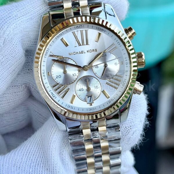 Michael Kors Lexington Chronograph MK5955 Silver Dial Two-Tone 38mm Quartz Ladies